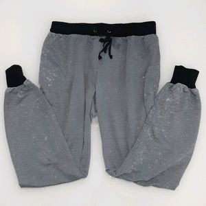 Poof drawstring bleach splatter grey joggers